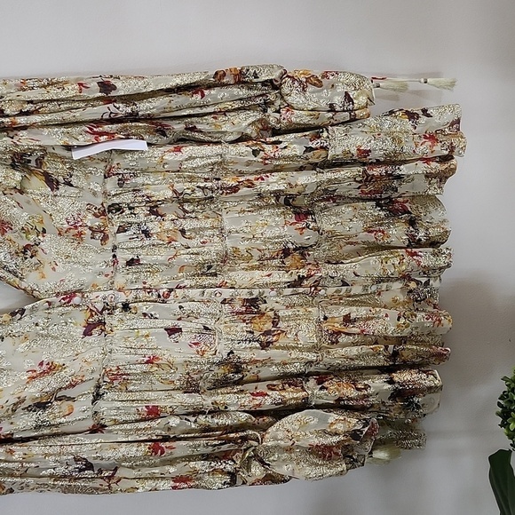 Rococo Sand Cara Mini Dress metallic gold floral free people womens Size large - Picture 4 of 15